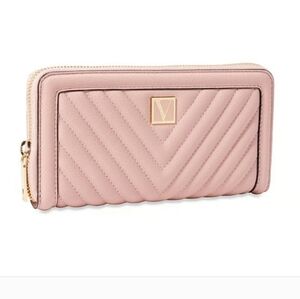 NWT! BEAUTIFUL VICTORIA'S SECRET LARGE WALLET WITH ZIPPER ORCHID BLUSH
